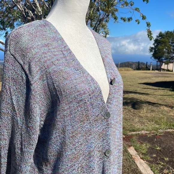 Talbots Multi Color Knit Cardigan coastal grandma Sweater M - Picture 3 of 7